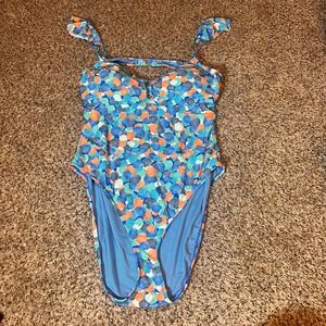 Decree XXL One Piece Swimsuit Shell Print Ruffle Strap Sweetheart‎ Neckline
